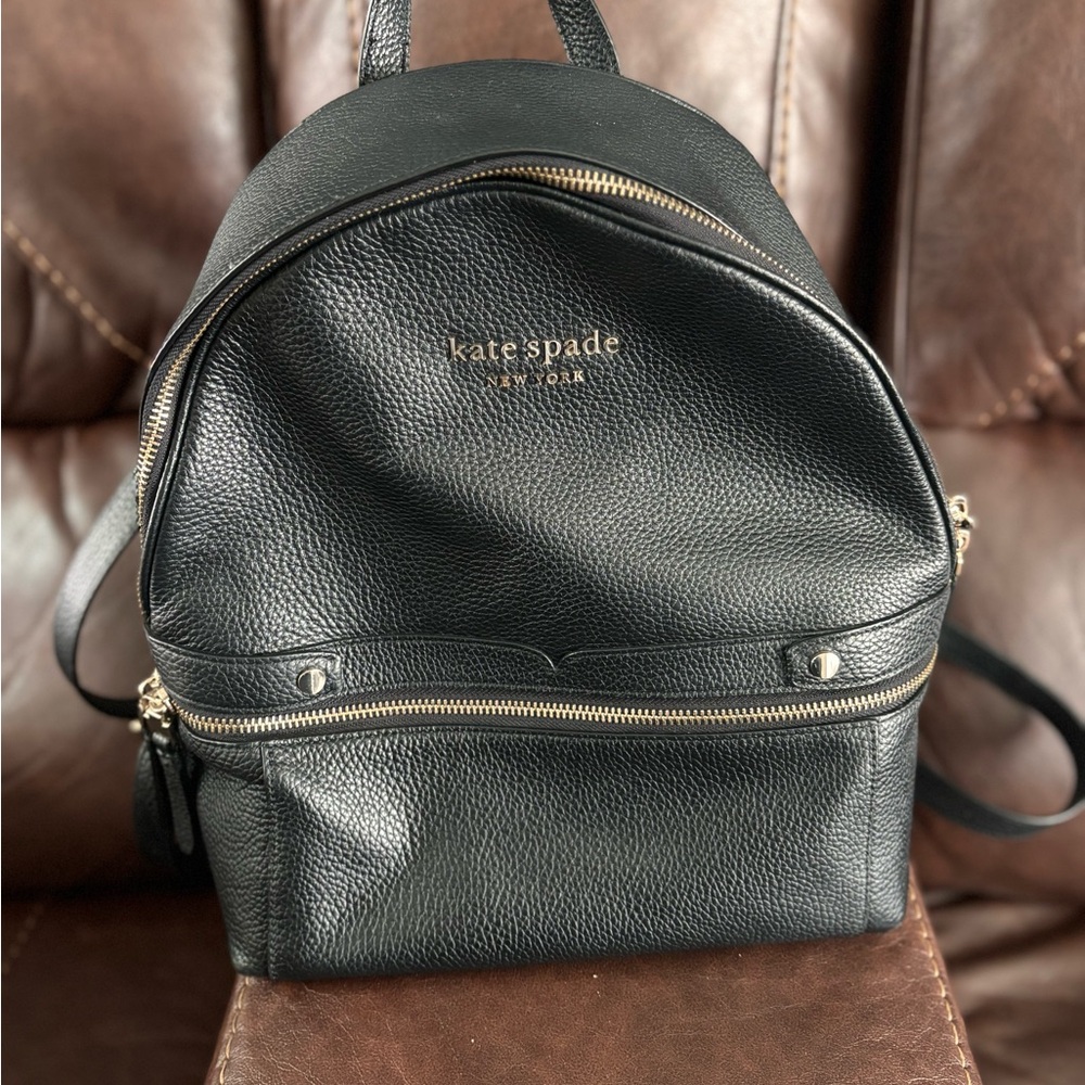 Kate Spade Black Pebbled Leather Backpack